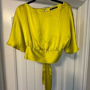 Zara Vibrant Yellow Satin Blouse